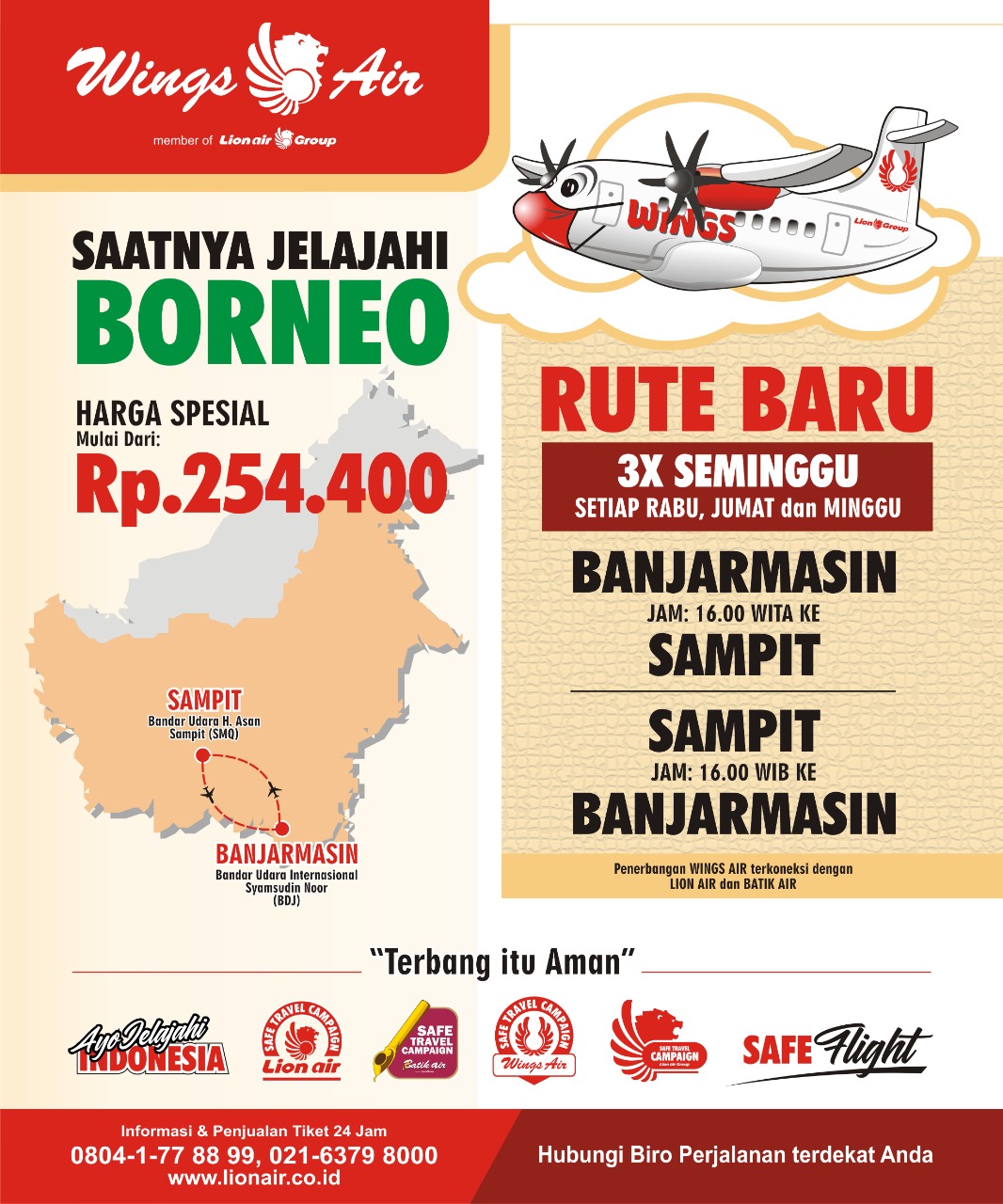 Tarif Spesial Mulai dari Rp 254.400, Wings Air Resmikan Rute Baru Intra-Kalimantan